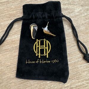 House of Harlow 1960 black and gold crystal stud earrings